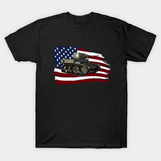 M3 Stuart Tank WW2 T-Shirt by Dirty Custard Designs 